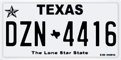 TX license plate DZN4416