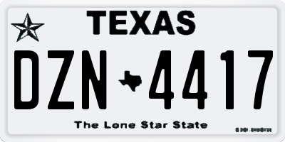 TX license plate DZN4417