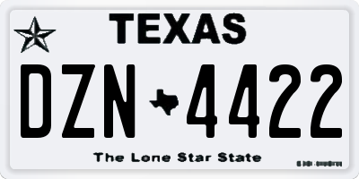 TX license plate DZN4422