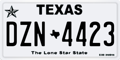 TX license plate DZN4423