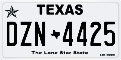 TX license plate DZN4425