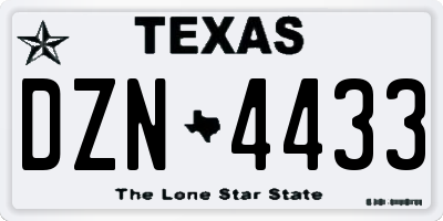 TX license plate DZN4433