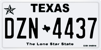 TX license plate DZN4437