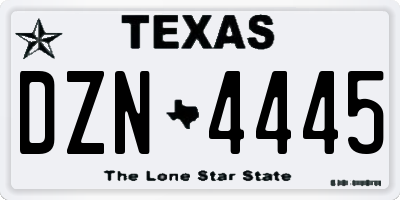 TX license plate DZN4445