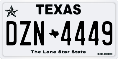 TX license plate DZN4449