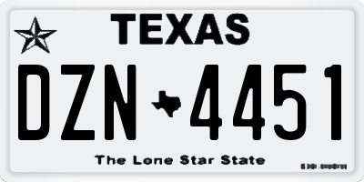 TX license plate DZN4451