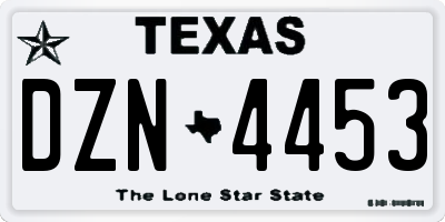 TX license plate DZN4453