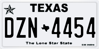 TX license plate DZN4454