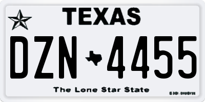TX license plate DZN4455