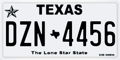 TX license plate DZN4456