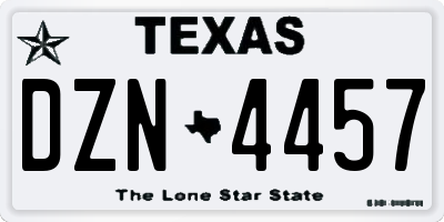 TX license plate DZN4457