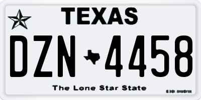 TX license plate DZN4458