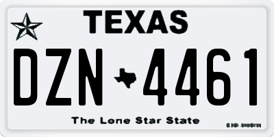 TX license plate DZN4461