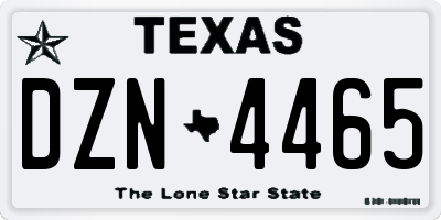 TX license plate DZN4465