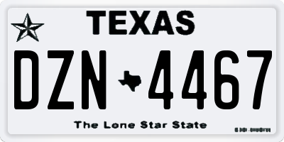 TX license plate DZN4467