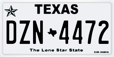 TX license plate DZN4472