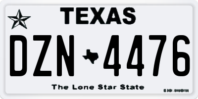 TX license plate DZN4476