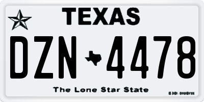 TX license plate DZN4478