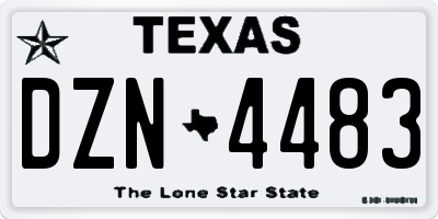 TX license plate DZN4483