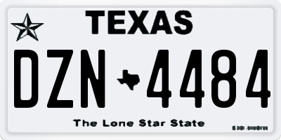 TX license plate DZN4484