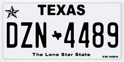 TX license plate DZN4489