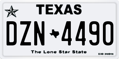 TX license plate DZN4490