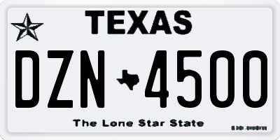 TX license plate DZN4500