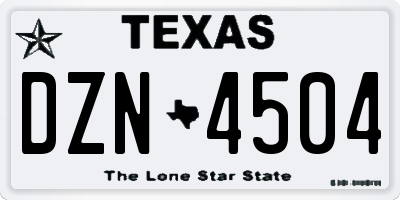 TX license plate DZN4504