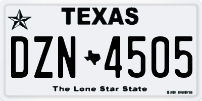 TX license plate DZN4505