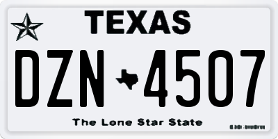 TX license plate DZN4507