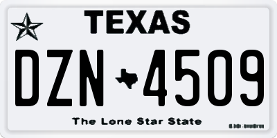 TX license plate DZN4509