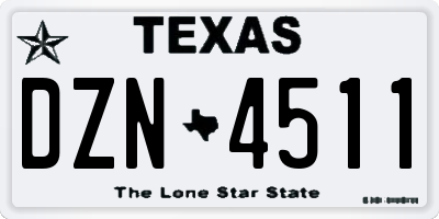 TX license plate DZN4511