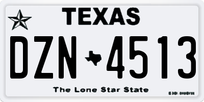 TX license plate DZN4513