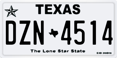 TX license plate DZN4514