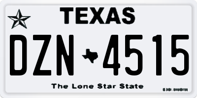 TX license plate DZN4515