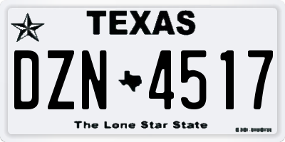 TX license plate DZN4517