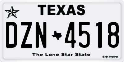 TX license plate DZN4518