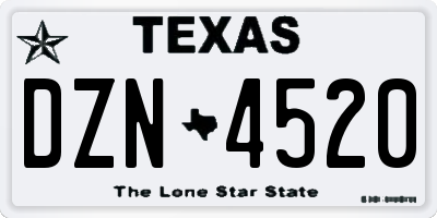 TX license plate DZN4520