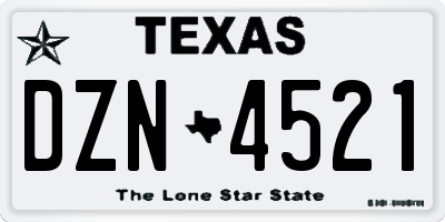 TX license plate DZN4521