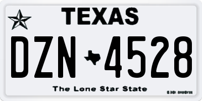TX license plate DZN4528