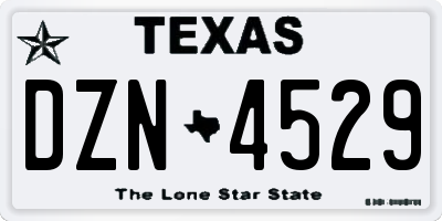 TX license plate DZN4529