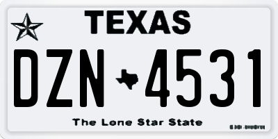 TX license plate DZN4531