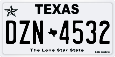 TX license plate DZN4532