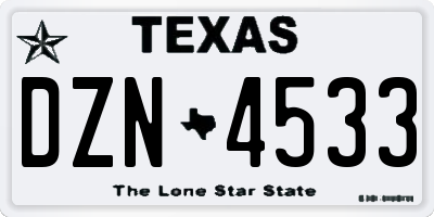 TX license plate DZN4533