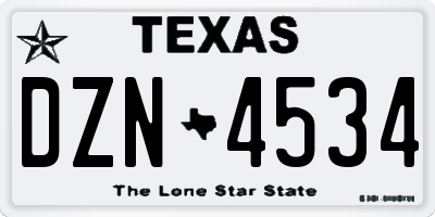 TX license plate DZN4534