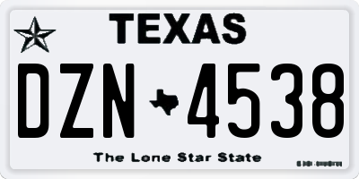 TX license plate DZN4538