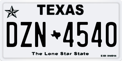 TX license plate DZN4540