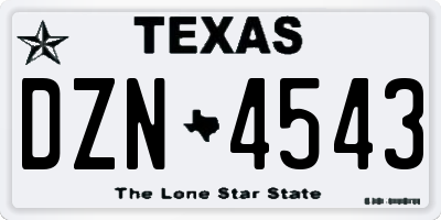 TX license plate DZN4543