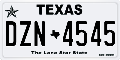 TX license plate DZN4545