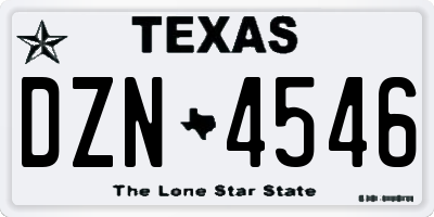 TX license plate DZN4546